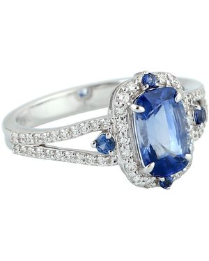 Artisan Natural Sapphire & Diamond Halo Ring - Blue