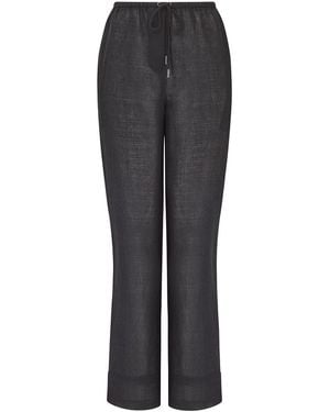 The Summer Edit Pearl Luxe Linen Drawstring Trouser - Gray