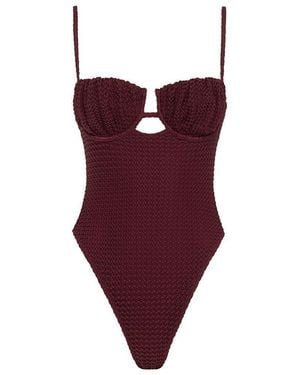 Montce Crochet Petal One-Piece - Red