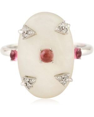 Artisan 18K Cocktail Ring With Tourmaline & Diamond - Natural