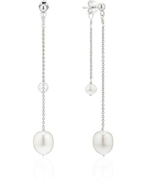 Lily & Roo Layered Large And Small Pearl Earrings - White