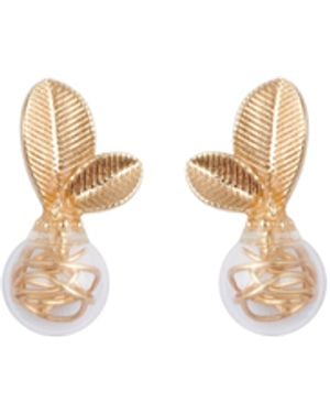 Paisie Leaf Sphere Earrings - Metallic