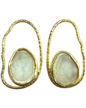 Magpie Rose Cream Rock Drops Earrings - Green