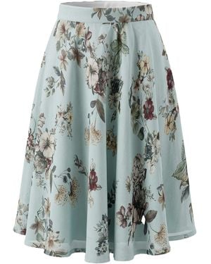 Stovaria Dusk Organza Silk Knee Length Skirt - Blue