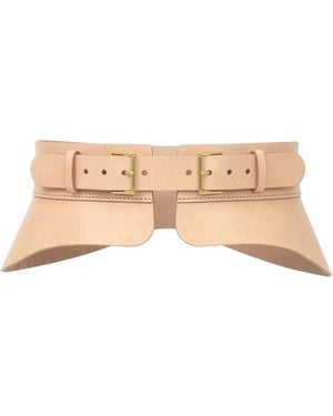 Haute Cuir Neutrals Nude Crescent Peplum Belt - Natural