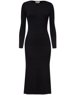 Peraluna Dorset Dress Buckle Detailed Ribbed Knit Sweater Dress - Black