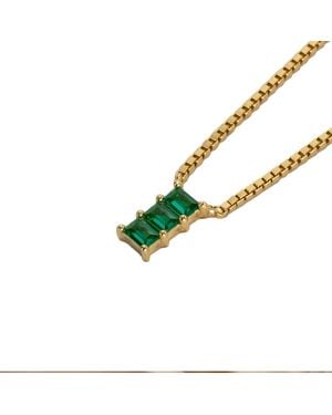 NASI SILVER Baguette Nahar Necklace- Crystal Spinel - Green