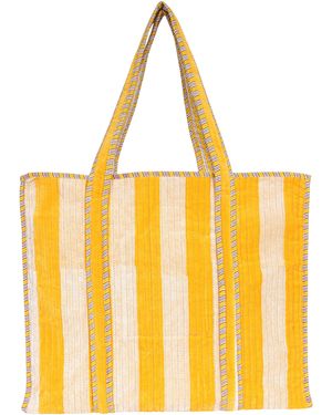 Conscious Yoga Collective The Striped Velvet Tote - Yellow