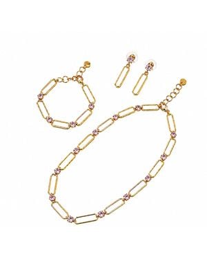 Rare Matters Jewelry Crystal Link Jewellery Set - Metallic