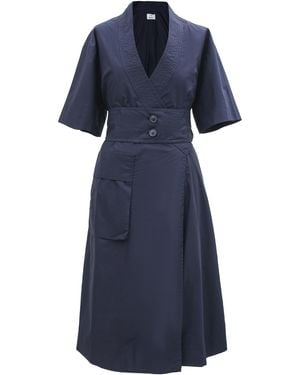 Smart and Joy Cotton Kimono Wrap Dress - Blue
