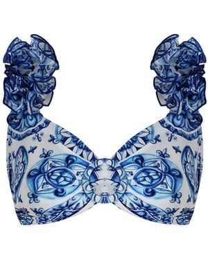Nur Karaata Lily Bleu Blanc Top - Blue