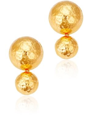 Visconti Bianca Transmissioni Two Sphere Chain Hammered Earrings - Metallic