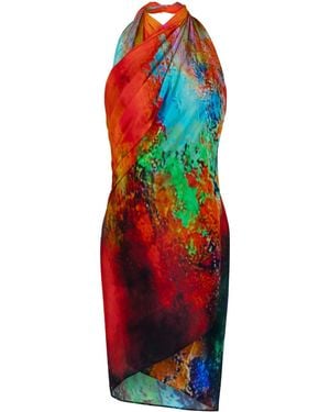 DHARA SHETH DUBAI Roar Abstract Print Halter-Style Sarong - Red