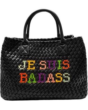 Lilly Loves Je Suis Badass Vegan Embrodiered Bag - Black