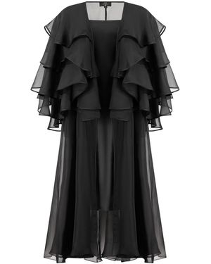 Azzali Multi Biased Layers Of Pure Organza Abaya - Black
