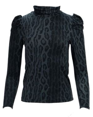 Kristinit Leopard Jersey Caron Top - Blue