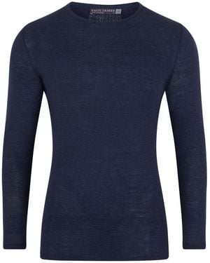 Paul James Knitwear Midweight Merino Activewear Base Layer Zeus Top - Blue