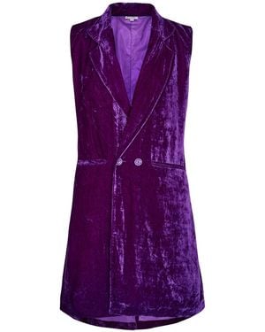 At Last Long Silk Velvet Waistcoat - Purple