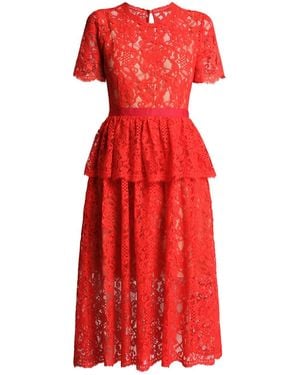 Rumour London Lucia Lace Midi Dress With Peplum - Red