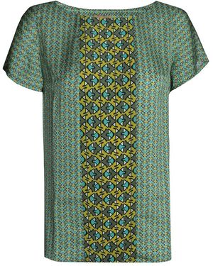 2KStyle Marina Geometrical Print Satin Blouse - Green
