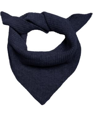 Paul James Knitwear Lambswool Ember Ribbed Triangle Scarf - Blue