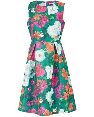 Yumi' Floral Jacquard Skater Dress - White