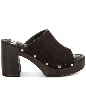 Rag & Co Masaki Soft Suede Leather Wooden Clogs - Brown