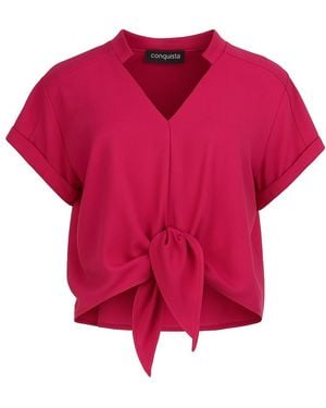 Conquista Tie-Front Blouse - Red