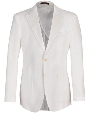 DAVID WEJ Hugo Linen Single Breasted Blazer - White