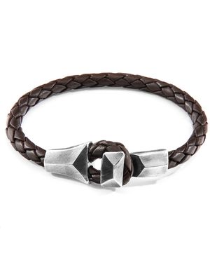 Anchor and Crew Cacao Alderney & Braided Leather Bracelet - Brown