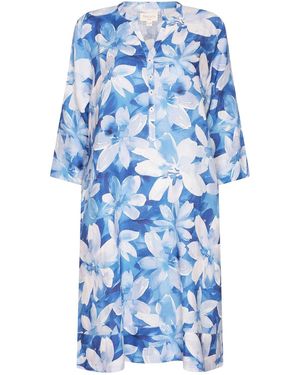 NoLoGo-chic Jay Print Tunic Classic Dress Linen - Blue