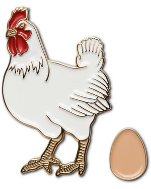 Make Heads Turn Enamel Pin Chicken & Egg - White