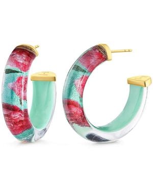 Gold & Honey Peony Lucite Hoops - Multicolour