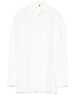 Nissa Pearl-Detail Chiffon Top - White