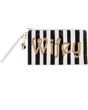 Laines London Wedding Edit & Wifey Hand Beaded Clutch - Black