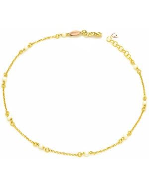 Unaloe Plated Pearl Choker Necklace – Natural Dainty Pearl Necklace For Elegant Bridal Jewellery Gift - Metallic