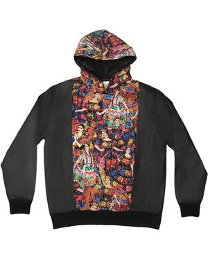 Zasta Studio Hoody Of Artist Leather & Cotton Hybrid Hoody - Gray