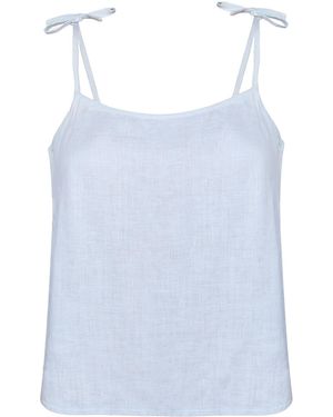 REISTOR Tie-Up Camisole Summer Hemp Top - Blue