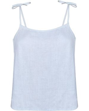 REISTOR Tie-Up Camisole Summer Hemp Top - Blue