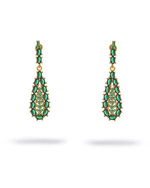 Ebru Jewelry Queen's Grace Emerald Drop Earrings - Green