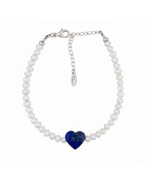 Kris Nations Lapis Heart & Freshwater Pearl Beaded Bracelet - Blue