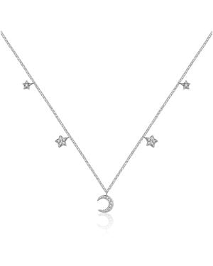 Genevieve Collection 18K Moon & Star Shape Diamond Necklace Choker - Metallic