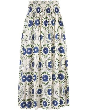 Traffic People When I Close My Eyes And Print Aurora Maxi Skirt - Blue