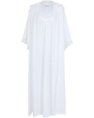 Luna Luz Fabiola Satin Slip & Robe Ensemble - White