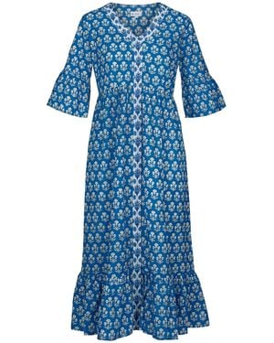 At Last Cotton Cannes Midi Dress - Blue