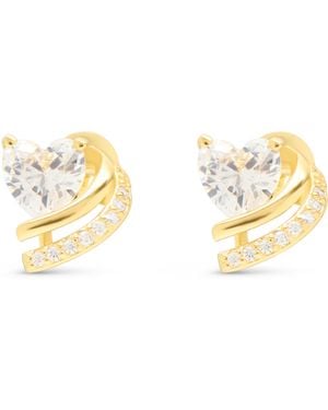 Esterah Heart Embrace Studs - Metallic