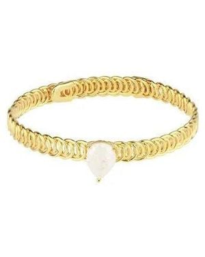 Saachi Teardrop Stone Bangle Bracelet - Metallic