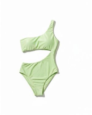 Altra Volta Metallic One-Shoulder Cut-Out Swimsuit Lime - Green