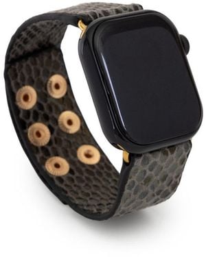 Saachi Leather Scale Apple Watch Band - Black