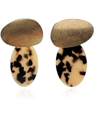 Michael Nash Jewelry Chiara Worn And Tortoise Pierced Resin Drop Earrings - Brown